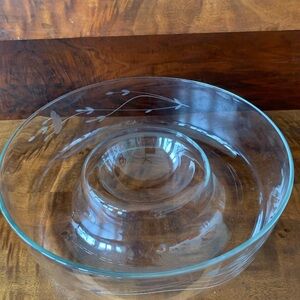 Princess House Clear Glass Bowl with Etched Vine Design